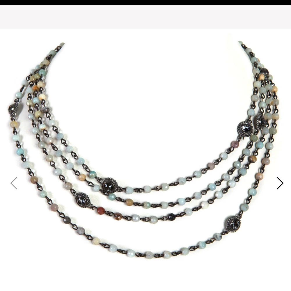 Virgins Saints & Angels Magdalena Necklace Gunmetal Semi Precious Jasper Quartz